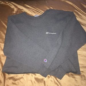 gray cropped champion sweatshirt